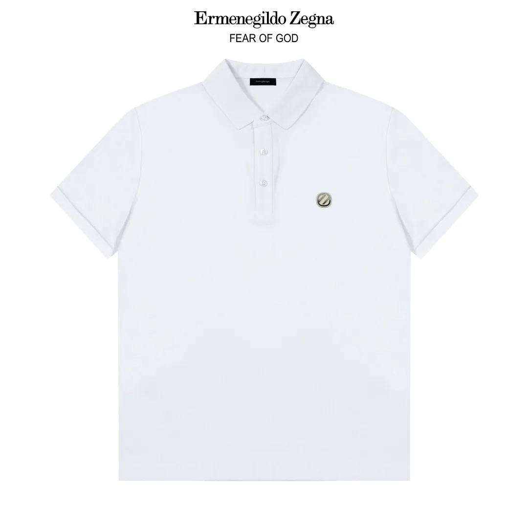 ZEGNA LOGO Polo ， Retro Same Style Versatile : White Black Size：M-3XL